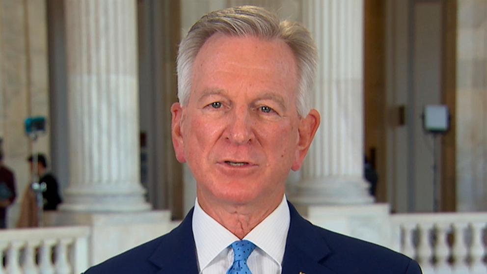 PHOTO: Sen. Tommy Tuberville speaks with ABC News from Washington, Mar. 4, 2025.