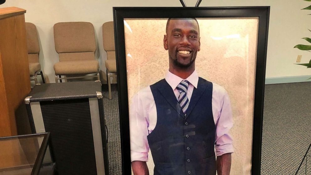 PHOTO: A portrait of Tyre Nichols is displayed at a memorial service for him, Jan. 17, 2023, in Memphis, Tenn. Nichols was killed during a traffic stop with Memphis Police on Jan. 7.