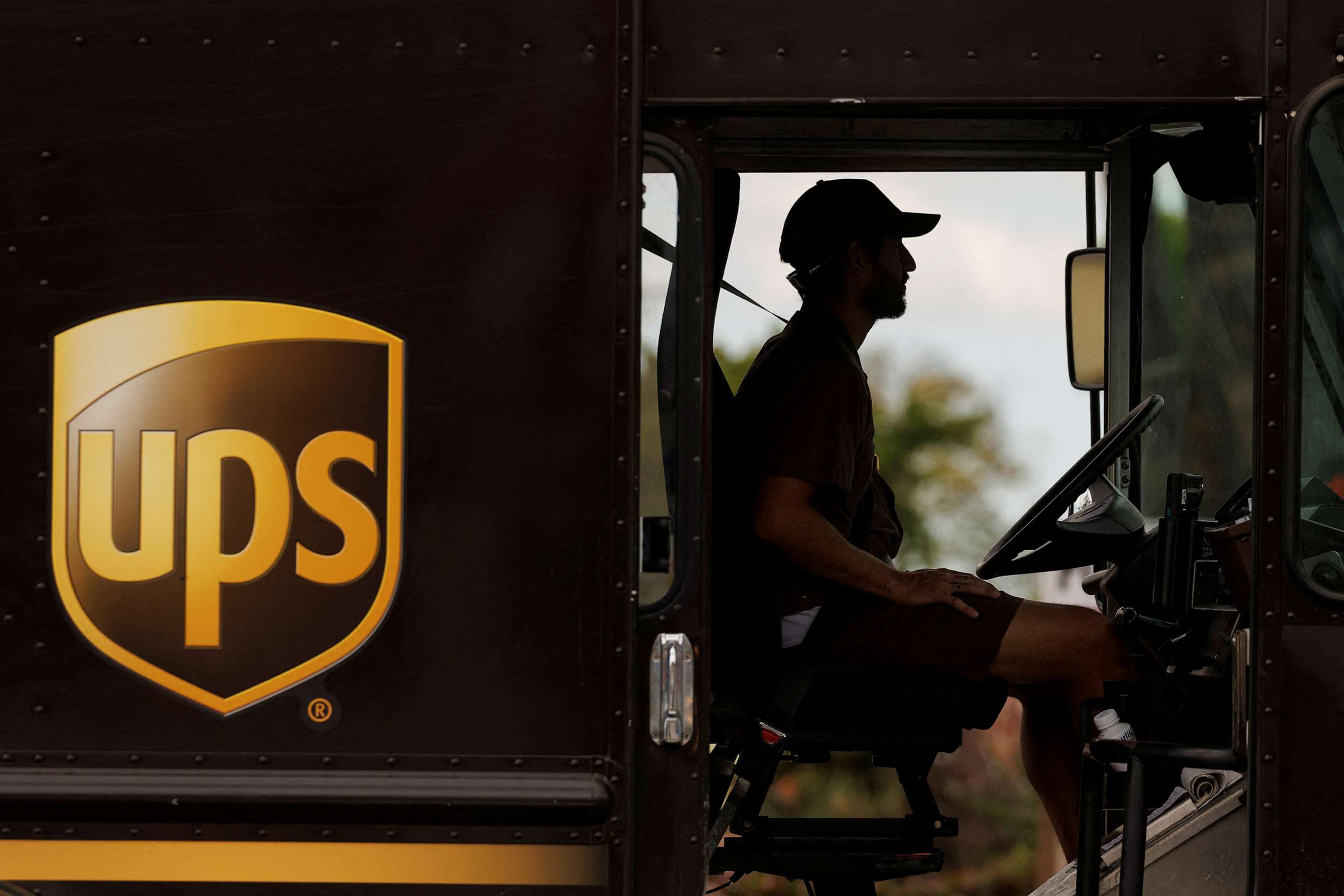 PHOTO: A UPS delivery van is driven long a city street in Garden Grove, Calif., March 29, 2022.