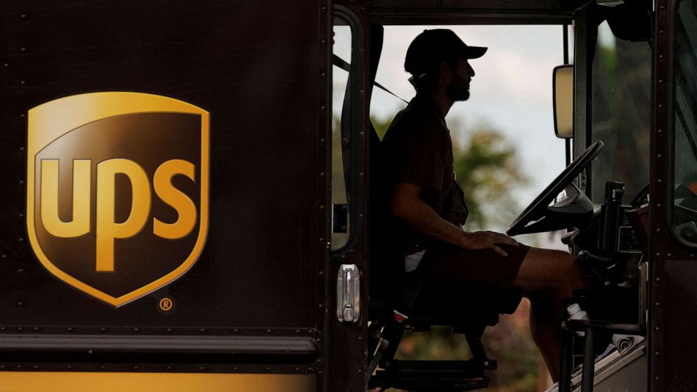 PHOTO: A UPS delivery van is driven long a city street in Garden Grove, Calif., March 29, 2022.