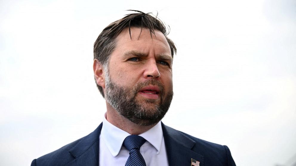 PHOTO: Vice President JD Vance speaks to the press after paying his respects to victims of the Annunciation Catholic Church shooting in Minneapolis, Minnesota, September 3, 2025.