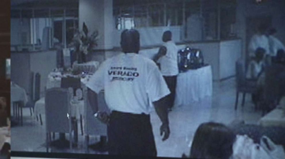 PHOTO: Searching for clues to the man's identity on security tapes, Brennan noticed that he frequently was accompanied by another man who had the word "Verado" written on the back of his t-shirt.