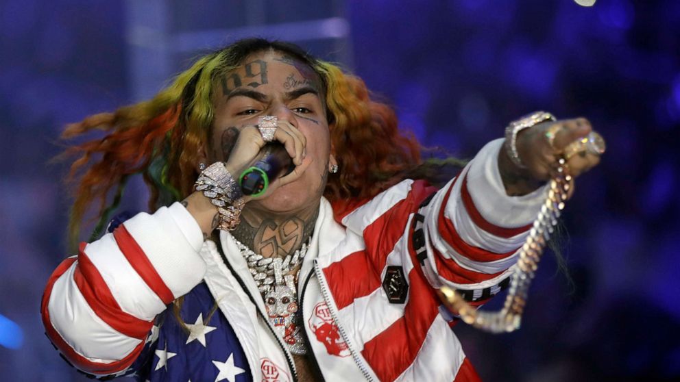 PHOTO: FILE- In this Sept. 21, 2018, file photo rapper Daniel Hernandez, known as Tekashi 6ix9ine, performs during the Philipp Plein women's 2019 Spring-Summer collection during the Fashion Week in Milan, Italy. 