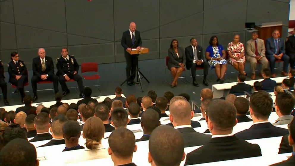 PHOTO: Swearing-in ceremony for new NYPD officers, July 6, 2017, in New York City.