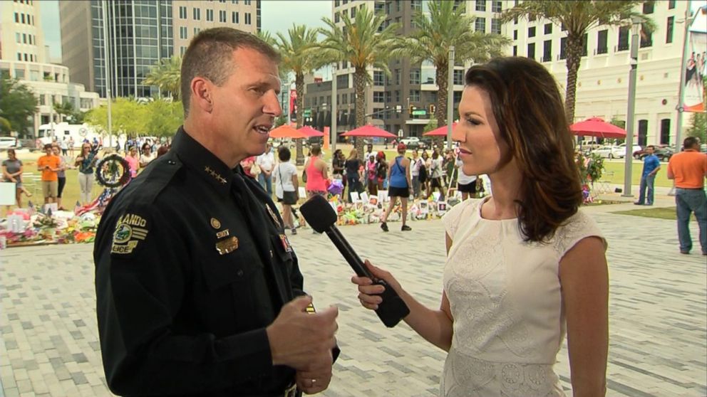 PHOTO: Orlando Police Department Chief John W. Mina spoke to ABC News at the site of the memorial for the Pulse nightclub shooting in downtown Orlando.