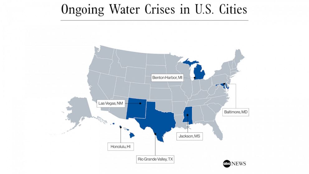 Map: Where ongoing water crises are happening in the US right now - ABC News
