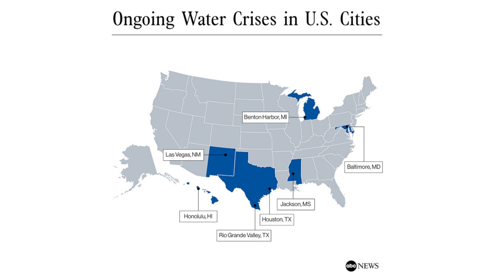 Male Algebraisk syre Map: Where US cities are running out of clean water - ABC News