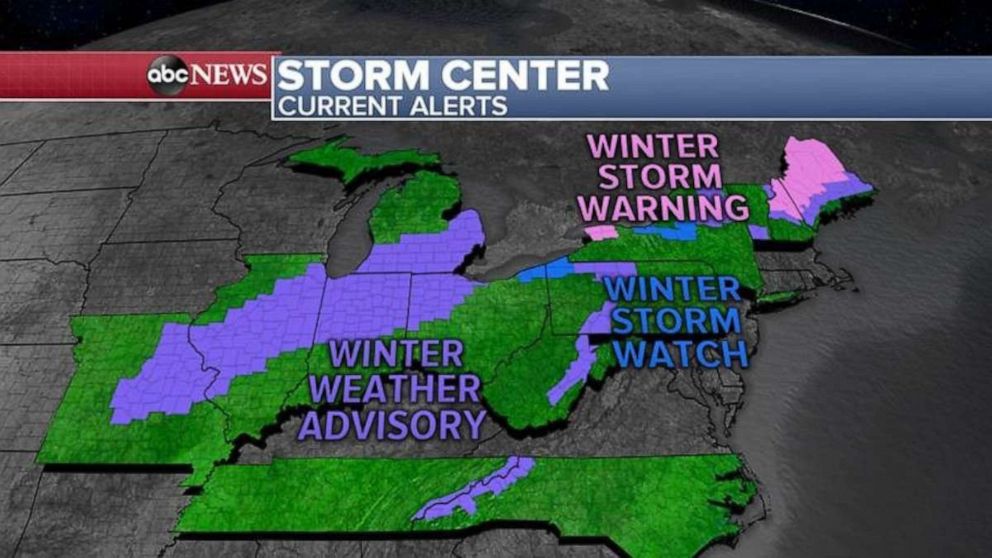 PHOTO: Wednesday morning, 13 states are on alert for heavy snow.