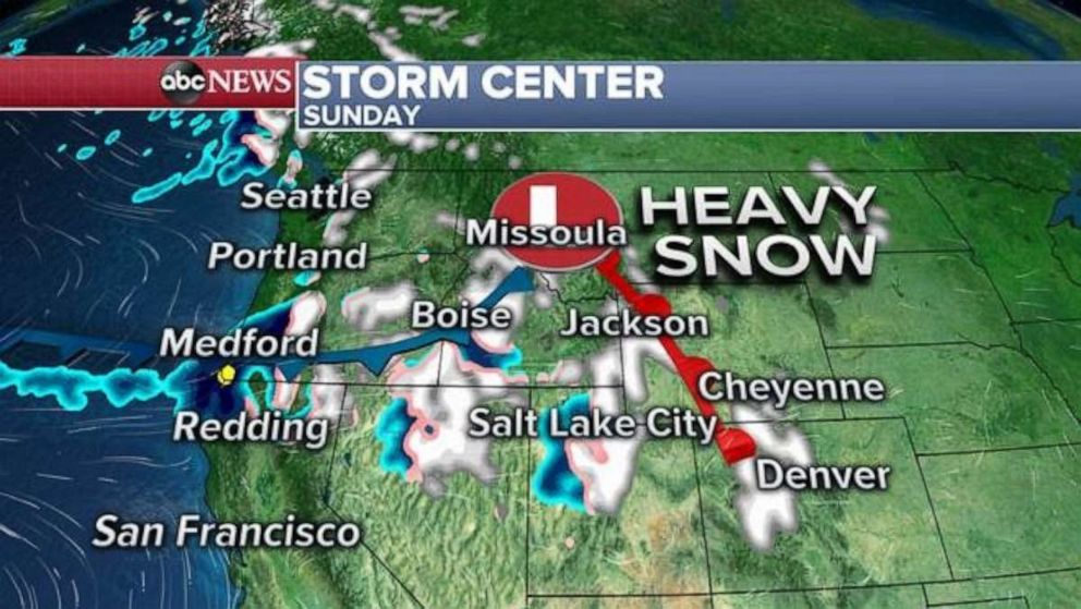 PHOTO: After bringing some rain to the Pacific Northwest coast and the Cascades, the storm will track into the mountains late Saturday into Sunday, and bring snow from the Cascades to the Rockies. 