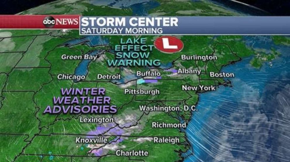 PHOTO: Lake effect snow will begin to taper off later Saturday, but additional accumulation will be possible in parts of New York and northwest Pennsylvania