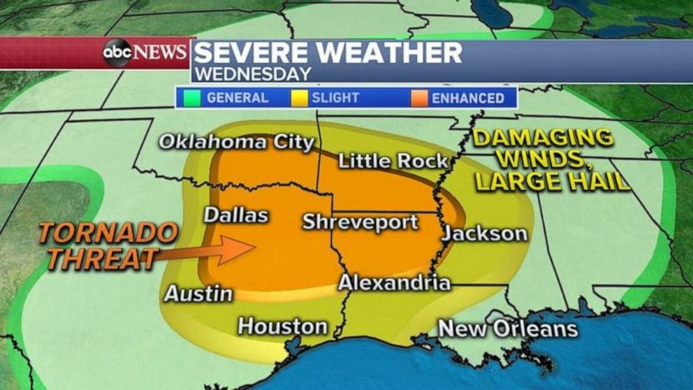 PHOTO: Attention once again turns to the South where a new storm is forecast to bring a severe weather outbreak with tornado threat from Texas to Florida.