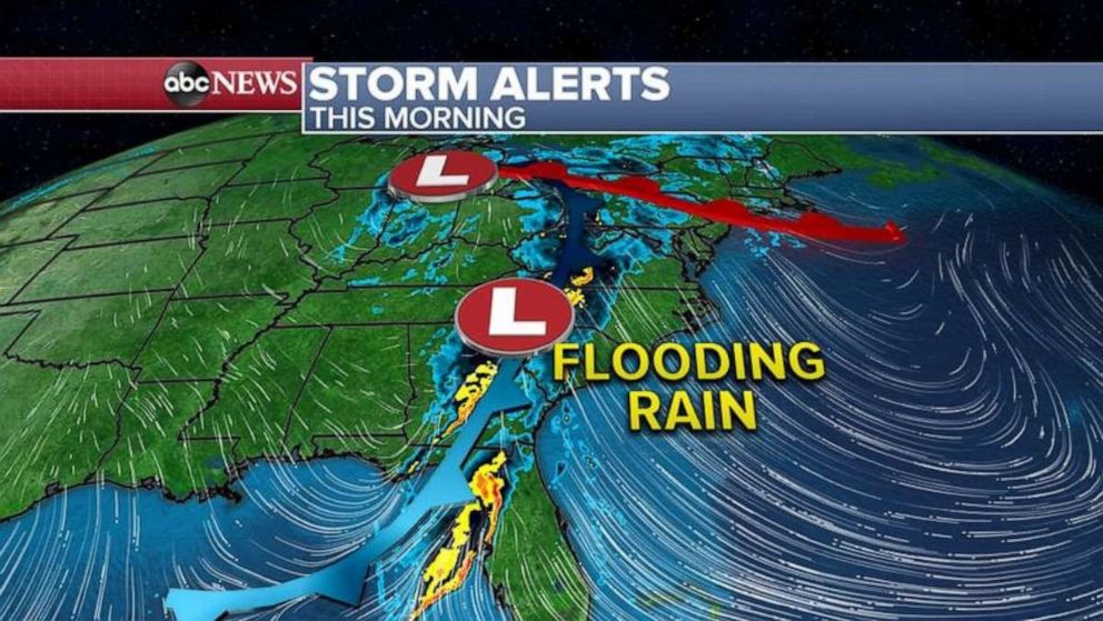 PHOTO: The storm system stretches from Florida all the way to the Great Lakes Thursday, with heavy rain moving east towards the I-95 corridor.