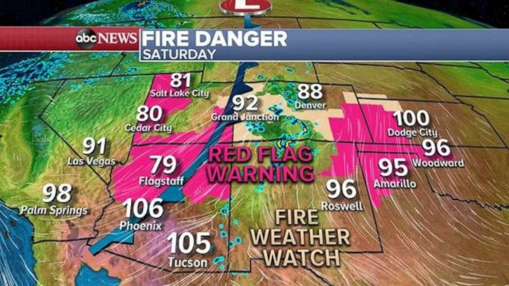 PHOTO: The fire weather threat will persist for parts of the region again on Sunday before conditions improve next week.