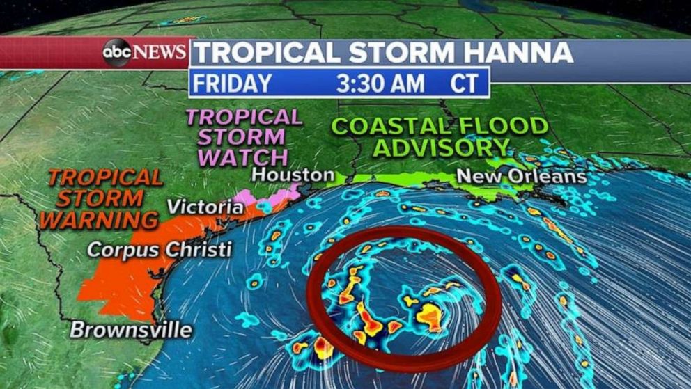 PHOTO: The forecast for Hanna has led to a tropical storm warning being issued for part of Texas