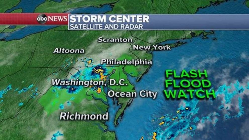 PHOTO: Already Thursday morning, a round of storms is moving through parts Maryland and Virginia. These storms are headed off to Delaware, Pennsylvania and New Jersey in the next few hours.  