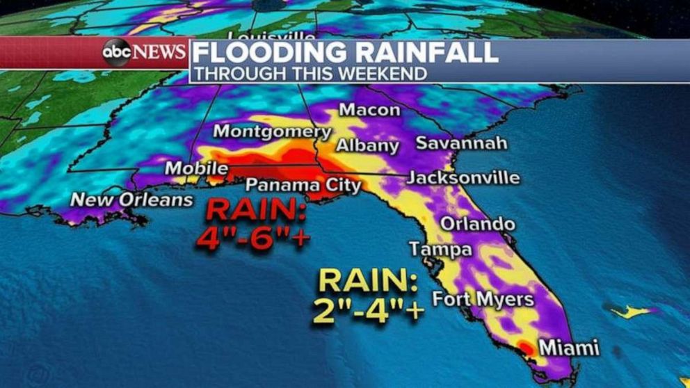 PHOTO: A tropical wave in the Gulf of Mexico could bring from 2 to as much as 6 inches of rain over the weekend from Florida to southern Alabama
