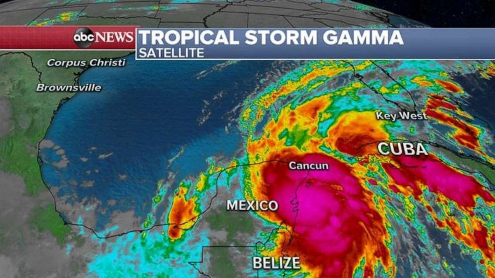 PHOTO: The main threat right now for Gamma in Mexico will be the 15 inches of rain that will be possible in some areas, which could produce life-threatening flash flooding near where the storm makes landfall. 