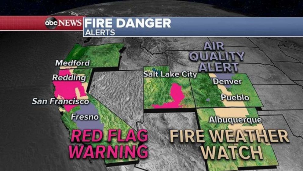 PHOTO: A very serious fire threat will unfold across parts of the Western U.S. Friday through the weekend and into early next week.