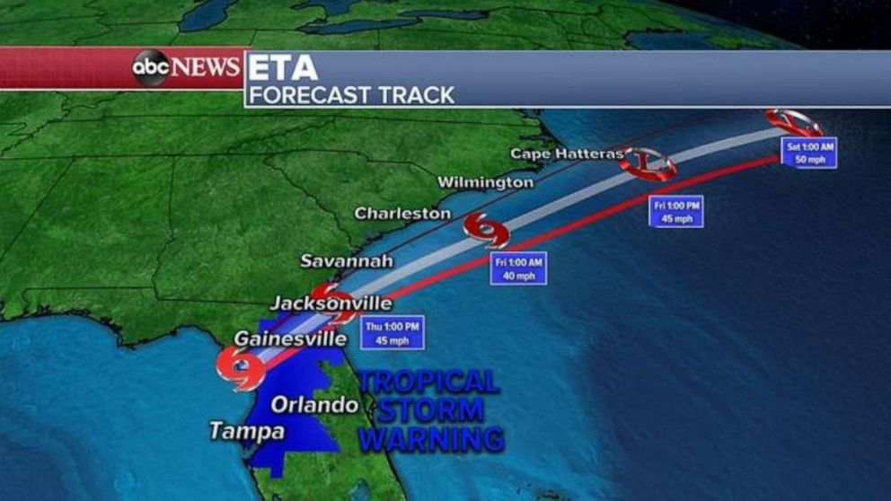 PHOTO: Eta is expected to emerge into the western Atlantic Thursday afternoon. 