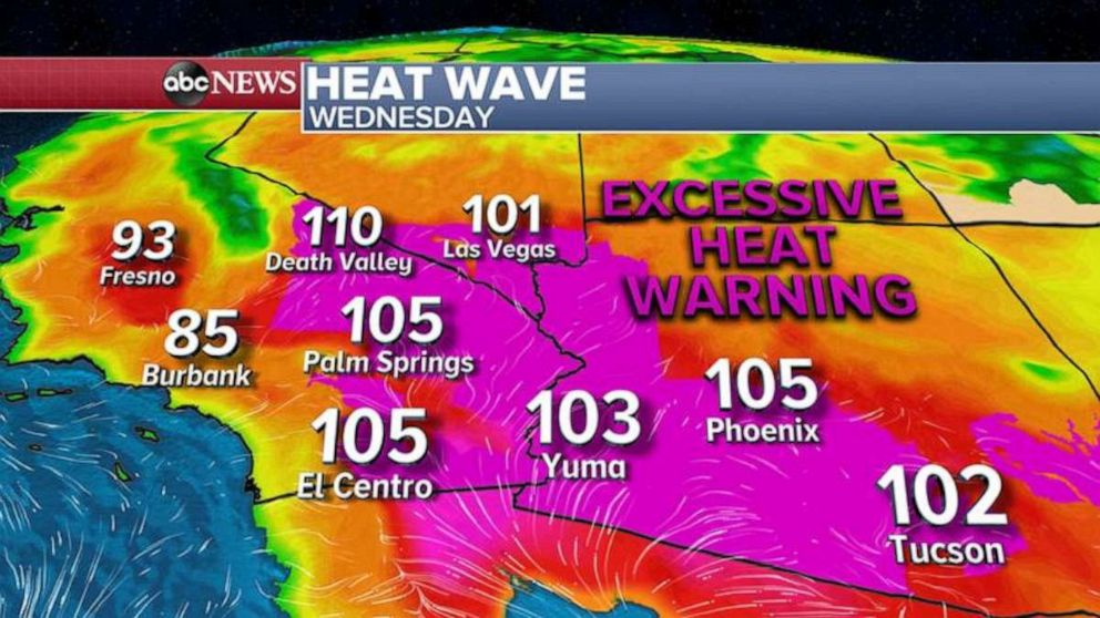 PHOTO: Palm Springs, California tied a record at 106 degrees and Las Vegas tied a record high of 97 degrees Tuesday.