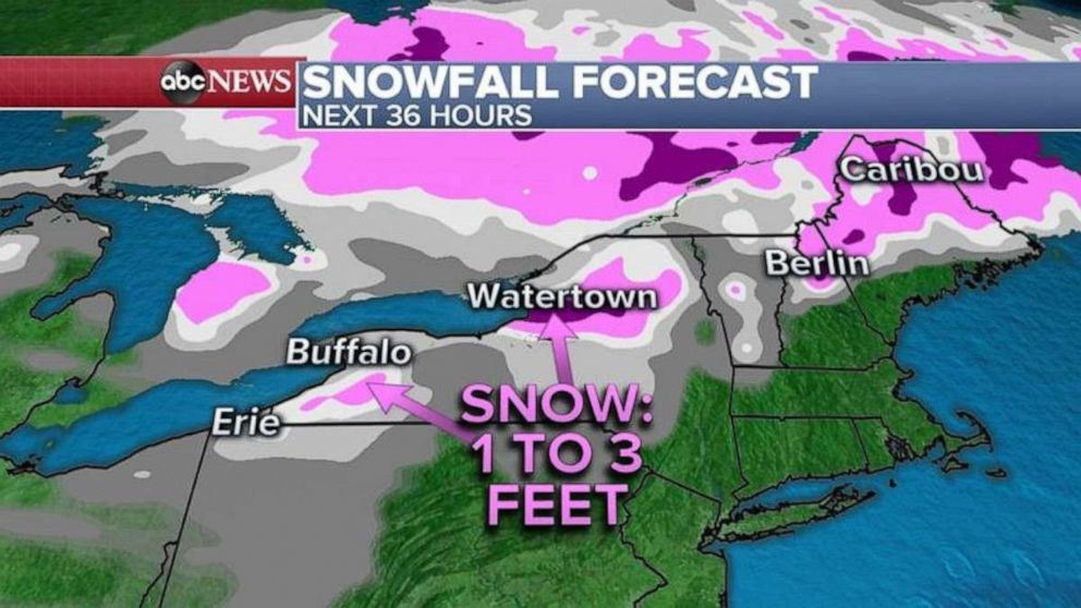 PHOTO: Some areas in Western New Yor could see more than 3 feet of snow. This would be the biggest lake effect snow of the season for the Northeast. 