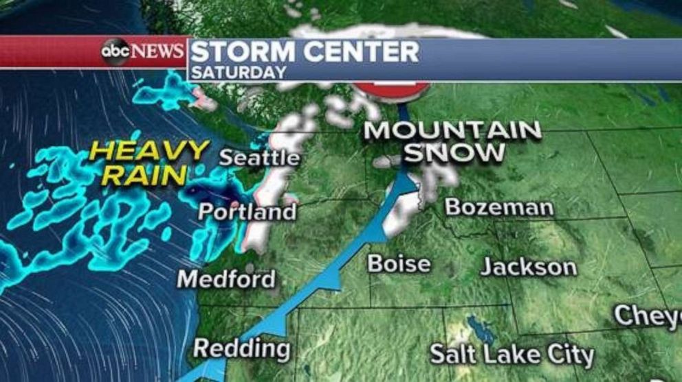 PHOTO: Heavy rain will move into the West Coast of Washington and Oregon as snow moves into the Cascades and northern Rockies. 