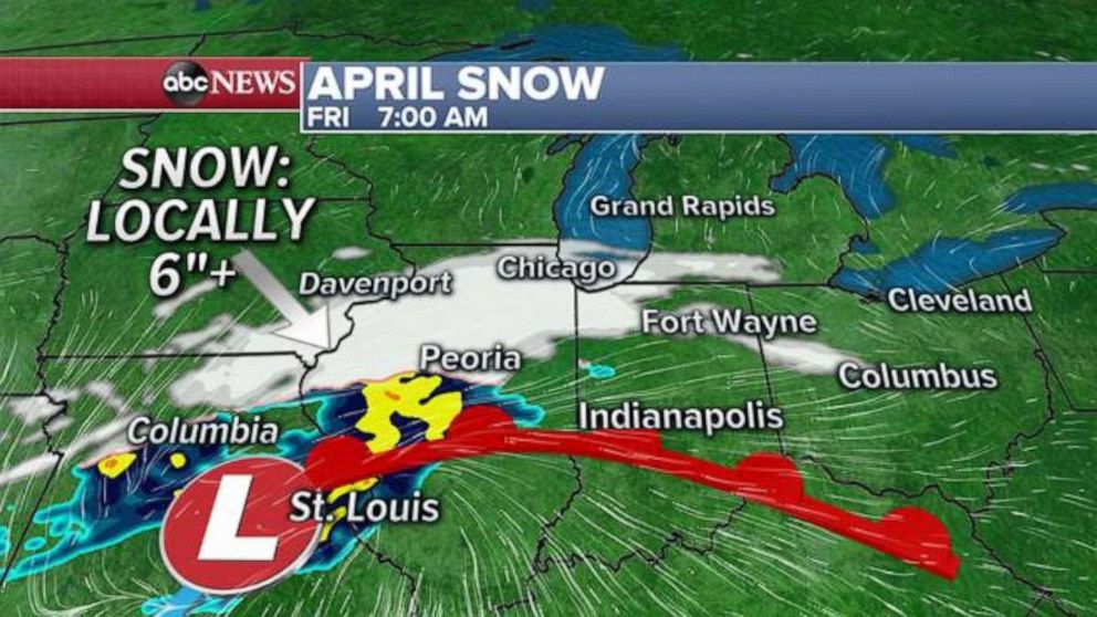 PHOTO: April snow is not uncommon for the Midwest and Northeast, but it is somewhat notable when it does happen.
