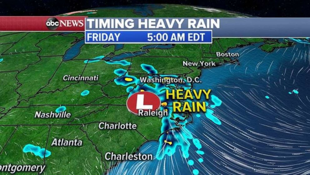 PHOTO: The storm system that brought all the flooding and even a few tornadoes to the Midwest and the Carolinas is now slowly moving through the Mid-Atlantic Friday morning, spreading rain, heavy at times through I-95 corridor.