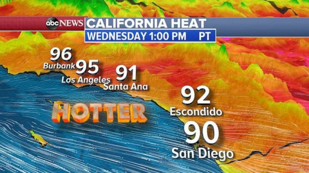 PHOTO: Heat, dry air and brush fires are all in the forecast for Southern California Wednesday. 
