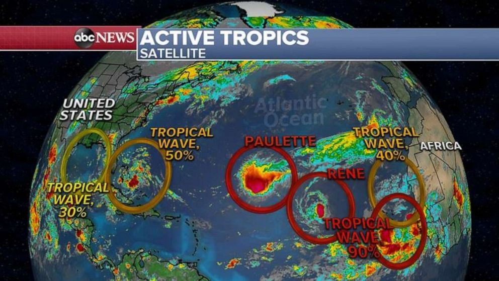 PHOTO: There are four separate tropical systems that are moving through the rest of the Atlantic Ocean.
