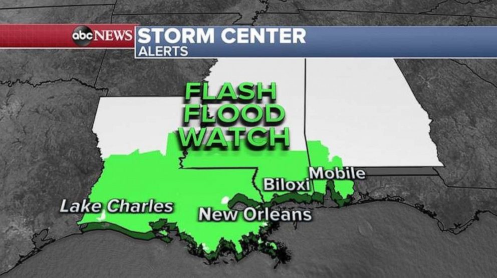 PHOTO: A flash flood watch is in effect through Saturday afternoon from Louisiana to Alabama.