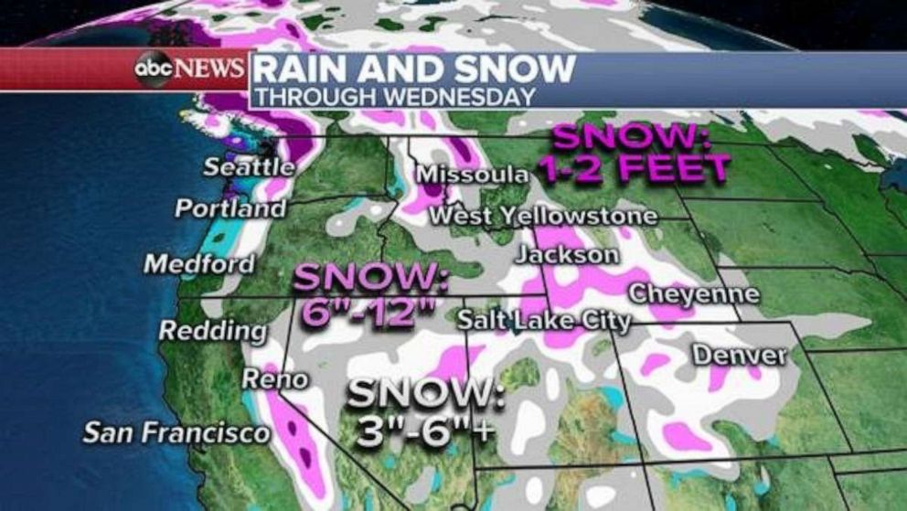 PHOTO: Through midweek, 1 to 2 feet of snow will be possible in the highest elevations of the Cascades, northern Rockies and Sierra mountains.