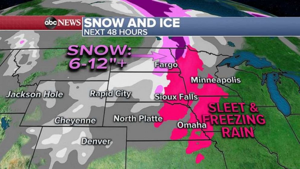 PHOTO: Here is how much more snow and ice is forecast for the Upper Midwest and the northern Plains.