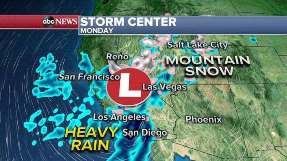 PHOTO: As the storm shifts south and east into California, it will also bring heavy rain to Los Angeles and San Diego. 