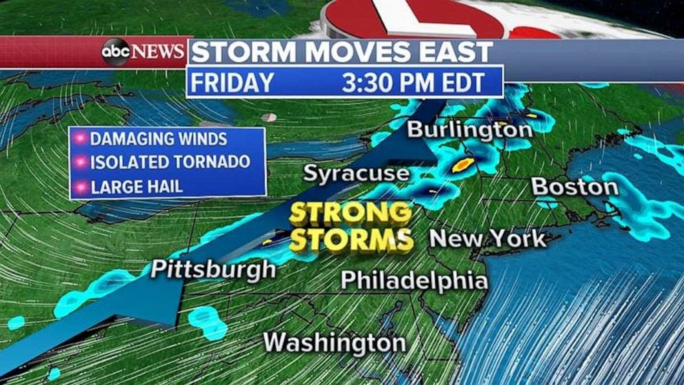 Storm moves east with damaging winds, flash flooding and a threat for ...