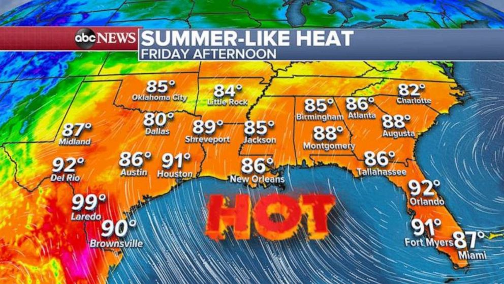 PHOTO: And even more record heat is expected Friday across the South.  