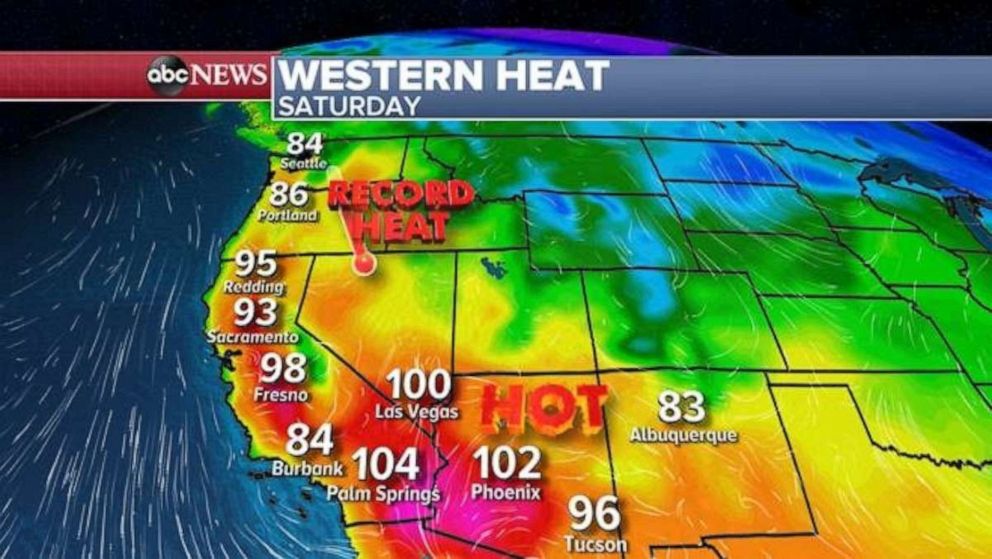 PHOTO: In the western U.S. it is still quite hot, and some daily record highs will be possible.  