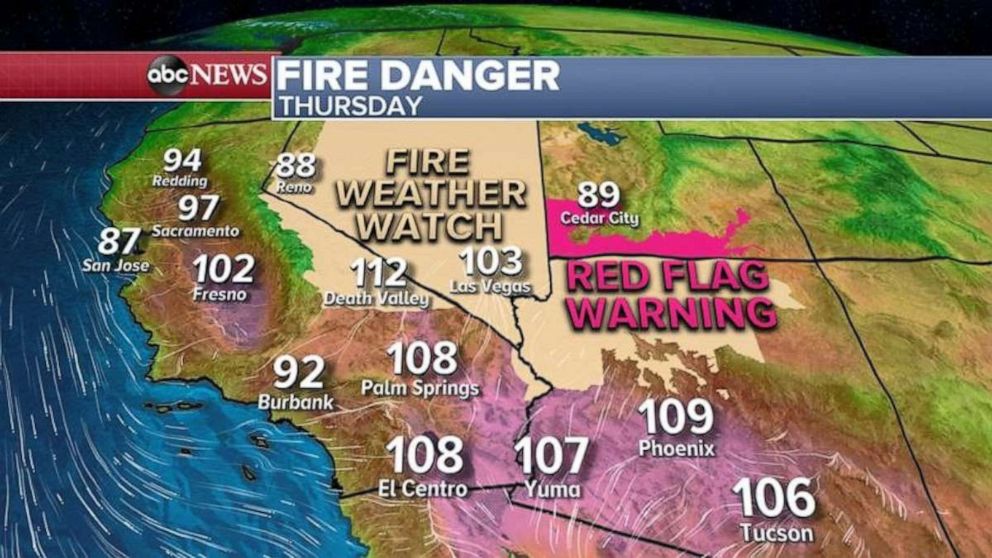 PHOTO: The heat will move away from coastal California Thursday and will move inland where temperatures could reach 110 degrees in spots