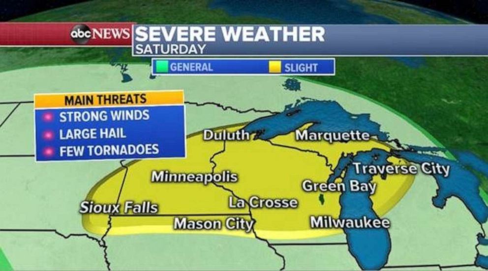 PHOTO: More than 11 million people are at risk for severe weather Saturday across the Midwest and western Great Lakes region.