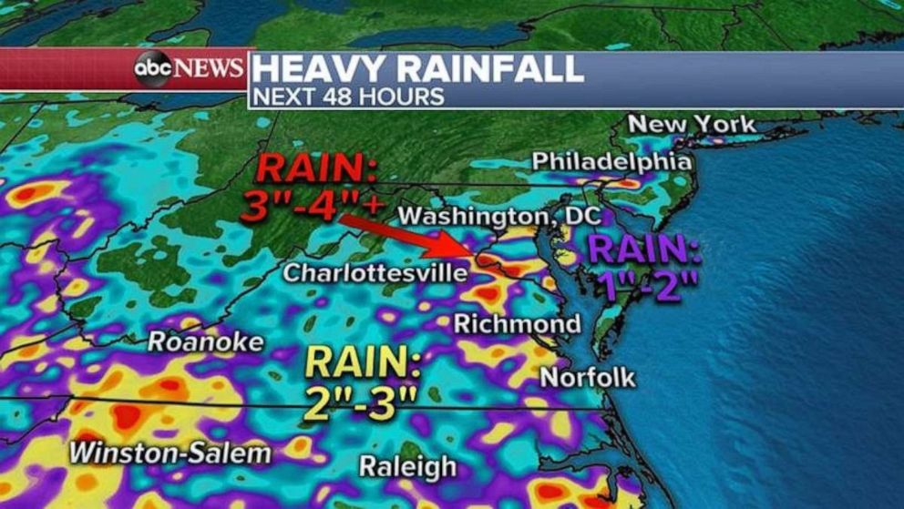 PHOTO: More heavy rain is on the way from New Jersey to North Carolina. A Flash flood watch has been issued for the area for Thursday.