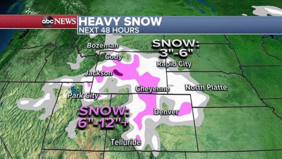 PHOTO: Winter storm watches and warnings have been issued for the Rockies, where more than a foot of snow is forecast Wednesday.