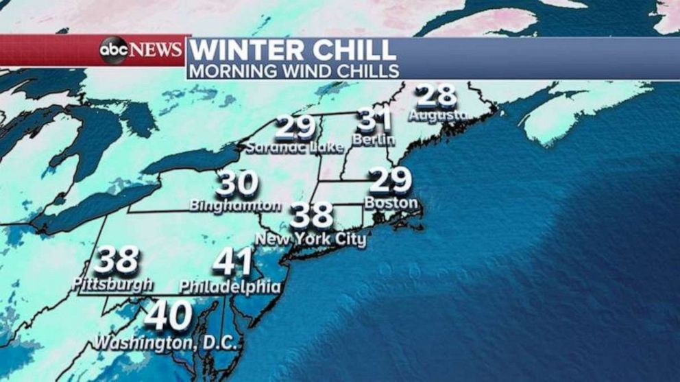 PHOTO: Meanwhile in the Northeast, behind this spring Nor’easter, there is much cooler air.