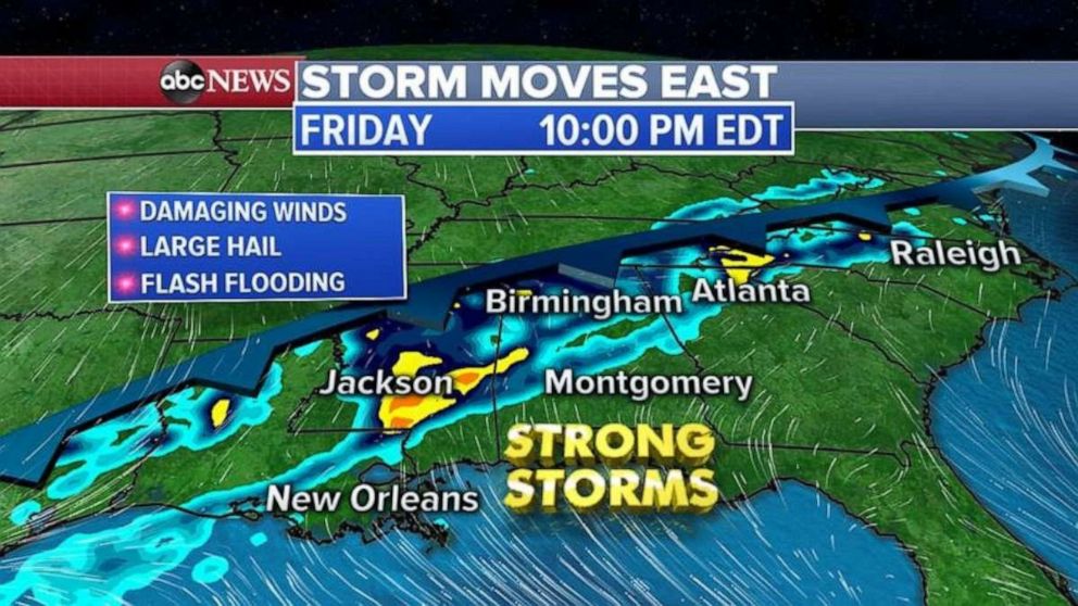 Storm moves east with damaging winds, flash flooding and a threat for ...