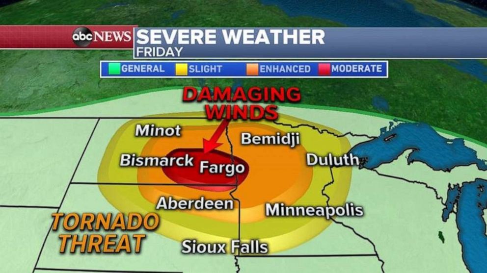 PHOTO: A new storm system will move into the northern Plains and the western Great Lakes later Friday