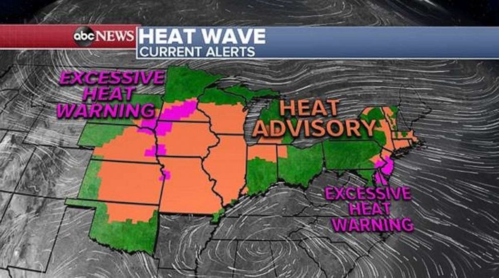 PHOTO: There are heat alerts in 21 states this weekend, as the heat wave continues across the Plains and Northeast.