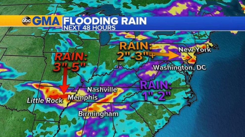 PHOTO: Remnants of Laura will bring up to 5 inches of rain to the Mid-South region and up to 3 inches in the Northeast this weekend. 
