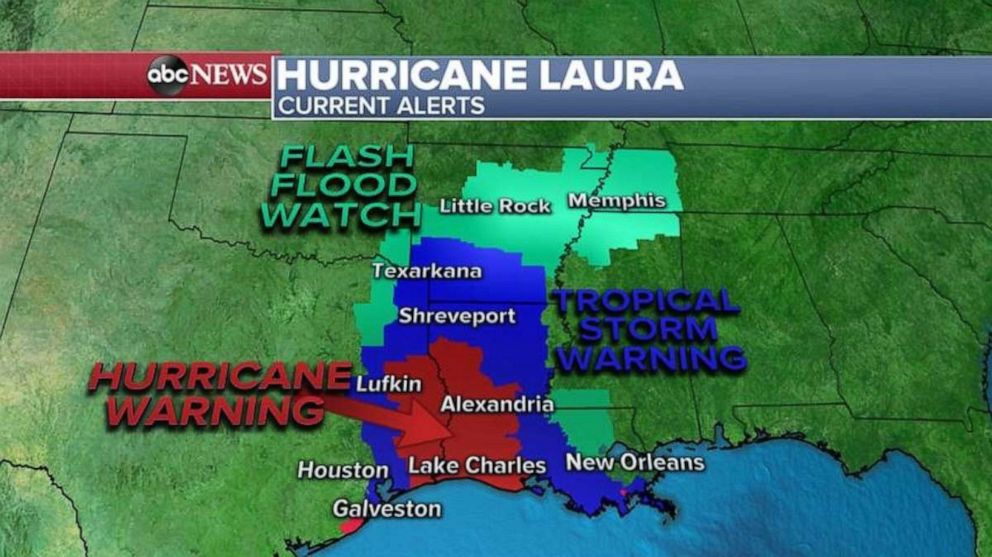 PHOTO: As the storm moves north, a tropical storm warning has been issued as far north as Arkansas and a flash flood watch has been issued for Oklahoma, Arkansas and Tennessee.