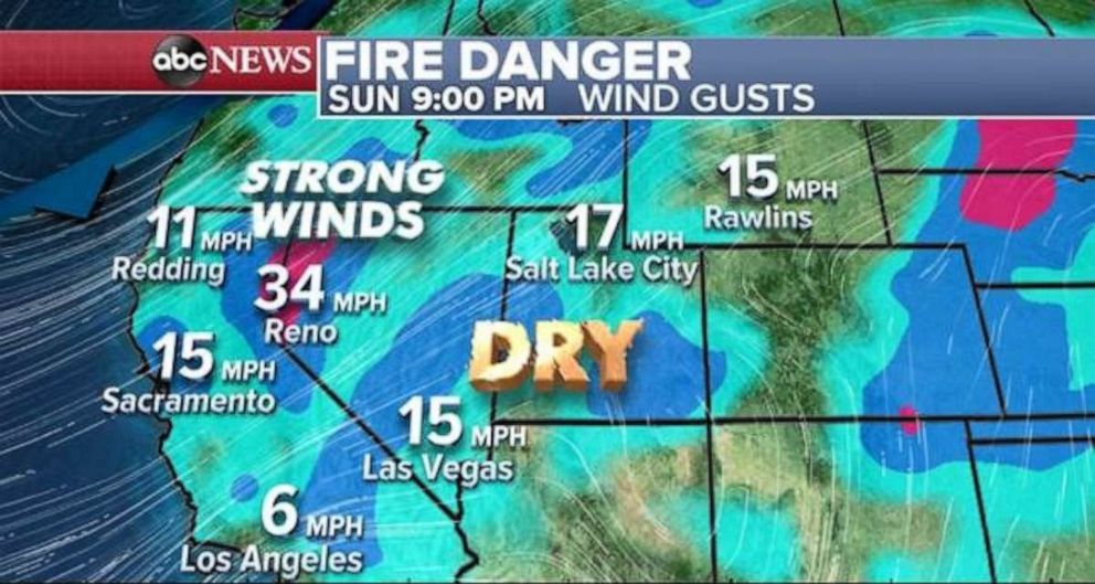 PHOTO: Strong winds could catalyze brush fires across the West.