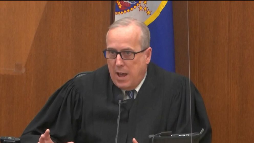 In this image from video, Hennepin County Judge Peter Cahill discusses motions before the court Wednesday, April 14, 2021, in the trial of former Minneapolis police Officer Derek Chauvin at the Hennepin County Courthouse in Minneapolis, Minn. Chauvin