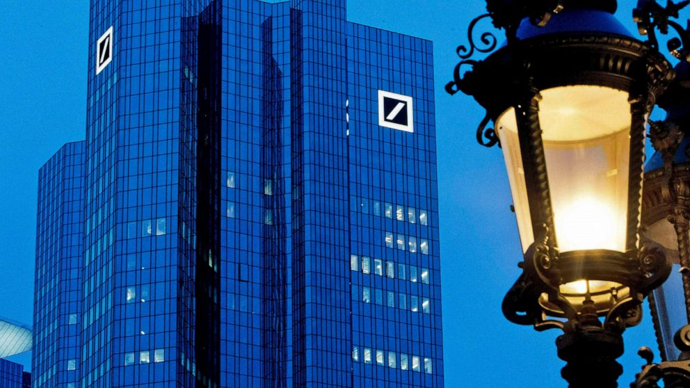 FILE - This Feb. 1, 2019, file photo shows the Deutsche Bank headquarters in Frankfurt, Germany. In light of the violent and deadly riot at the U.S. Capitol, several banks, including one of the biggest lenders to President Donald Trump's business emp